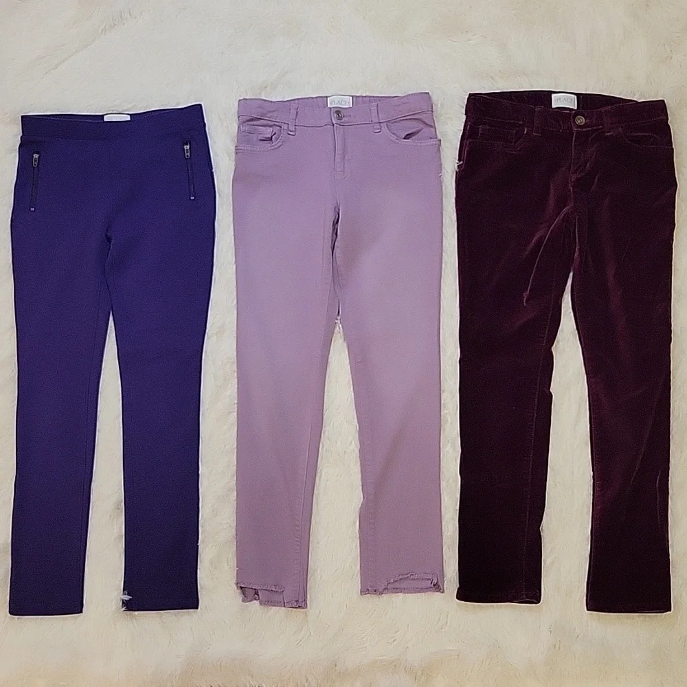Children's Place Purple Skinny Pants Bundle Of 3 Pairs Girl Size 10